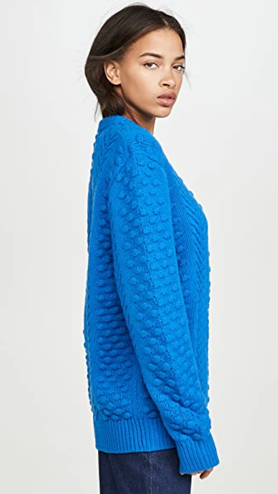 Shop Tory Sport Chunky Merino Cable Knit Sweater In Galleria Blue