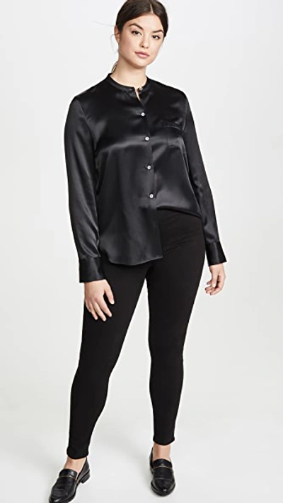 Shop Vince Slim Fitted Blouse In Black