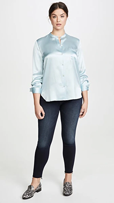 Shop Vince Slim Fitted Blouse In Skylark