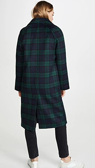 Shop Avec Les Filles Double Face Plaid Raglan Coat In Navy/green