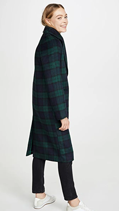 Shop Avec Les Filles Double Face Plaid Raglan Coat In Navy/green