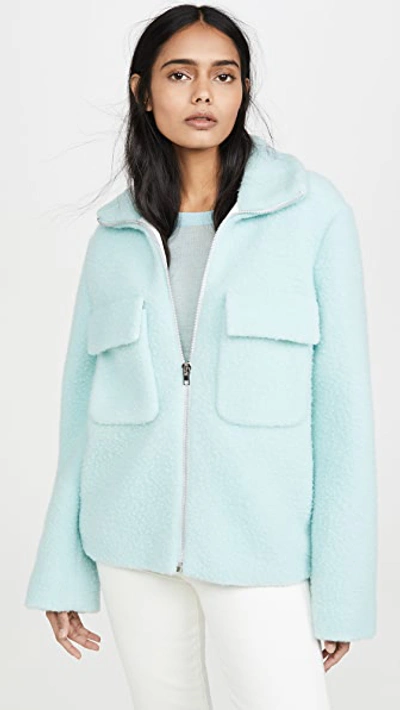 Shop Helmut Lang Teddy Faux Fur Bomber In Foam