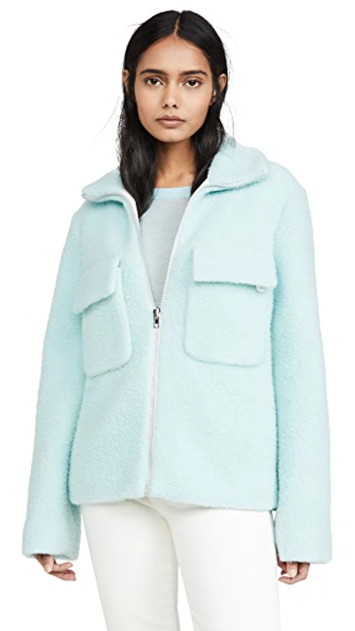 Shop Helmut Lang Teddy Faux Fur Bomber In Foam