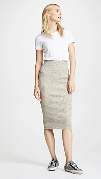 Shop James Perse Heavy Rib Skinny Skirt In Heather Grey