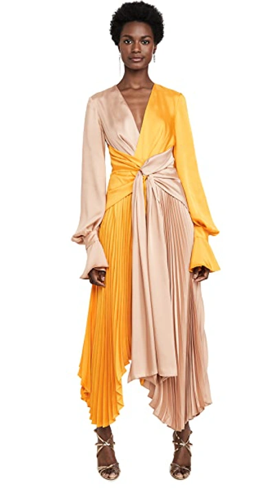 Shop Acler Empire Dress In Pumpkin Tan