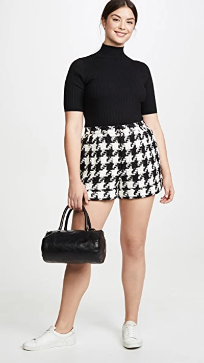 Shop Alice And Olivia Conry Pleated Cuff Shorts In Black/white