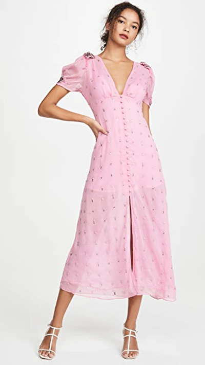 Shop Loveshackfancy Delaney Dress In Fuchsia