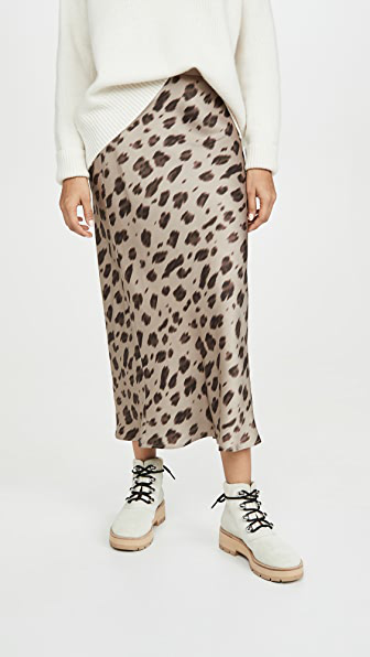anine bing red leopard skirt