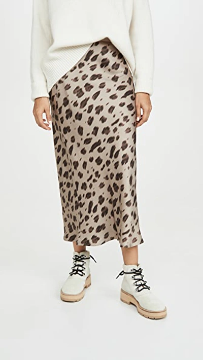 Shop Anine Bing Bar Silk Skirt In Leopard