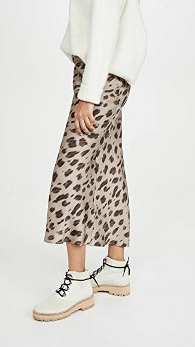 Shop Anine Bing Bar Silk Skirt In Leopard