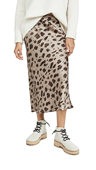 Shop Anine Bing Bar Silk Skirt In Leopard