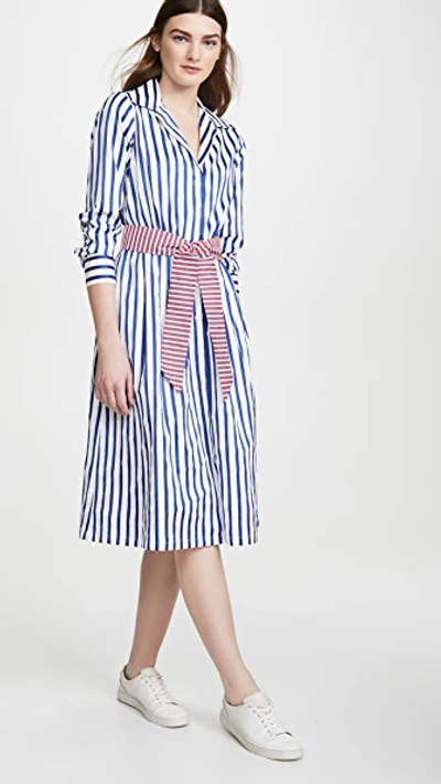 Shop Etre Cecile Lauren Shirt Dress In Blue/white/red