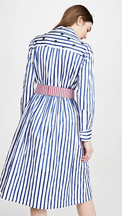 Shop Etre Cecile Lauren Shirt Dress In Blue/white/red