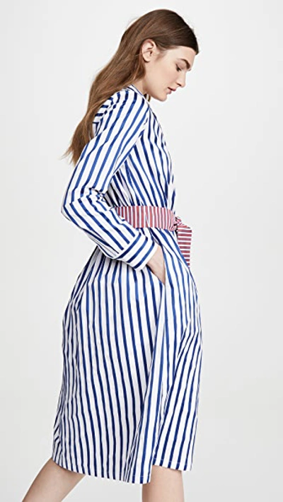 Shop Etre Cecile Lauren Shirt Dress In Blue/white/red