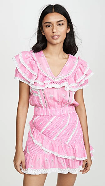 Shop Loveshackfancy Bonita Dress In Pink Jam
