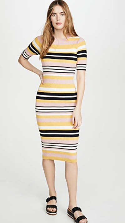 Shop Frame Baja Stripe Dress In Citrine Multi