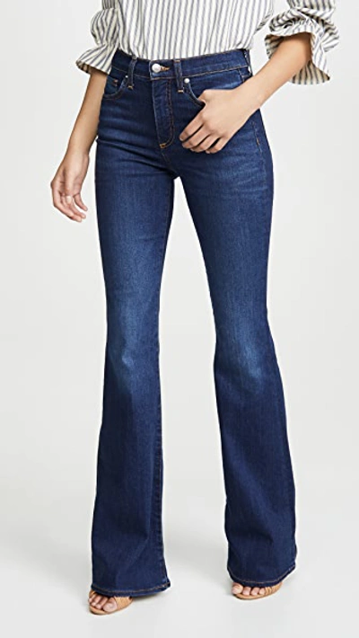 Shop Veronica Beard Jean Beverly High Rise Skinny Flare Jeans In Mineral Blue