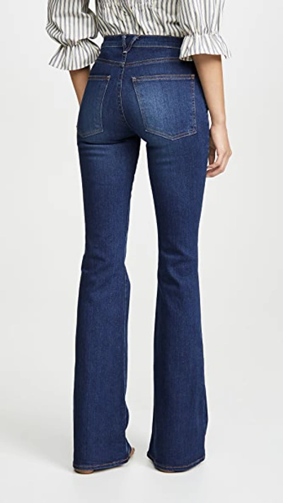Shop Veronica Beard Jean Beverly High Rise Skinny Flare Jeans In Mineral Blue