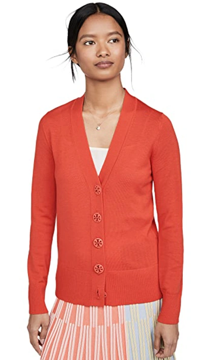 Shop Tory Burch Simone Cardigan In Red