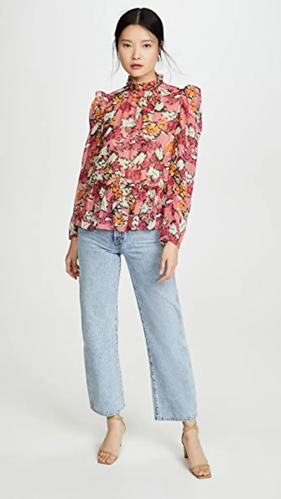 Shop Saloni Mel Top In Valentine Damask