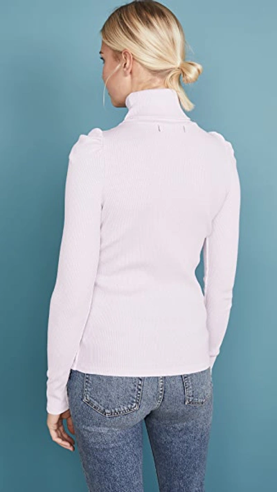 Shop Amo Puff Sleeve Turtleneck Top In Lilac