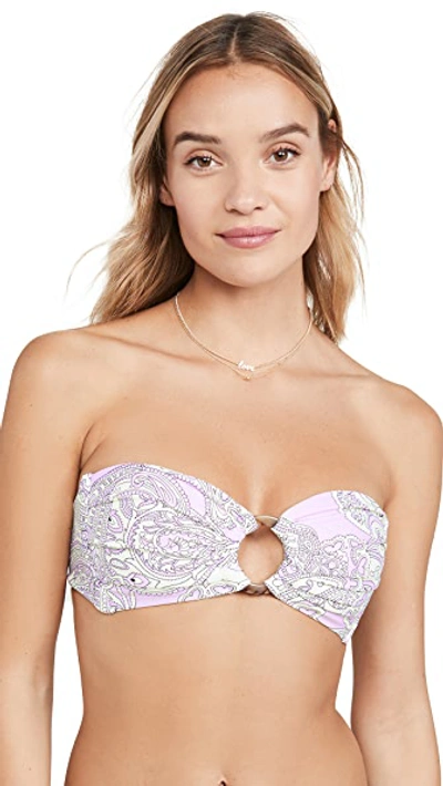 Shop Montce Tori Bandeau Bikini Top In Lilac Paisley