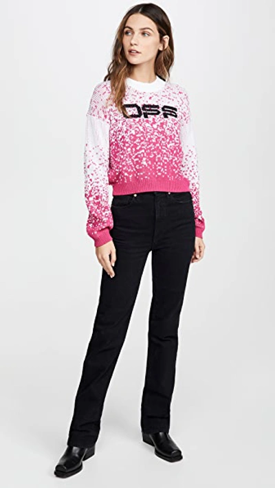 Shop Off-white Degrade Logo Knit Sweater In White/fuchsia
