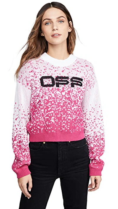 Shop Off-white Degrade Logo Knit Sweater In White/fuchsia