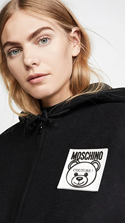 Shop Moschino Long Varsity Jacket In Fantasy Print Black