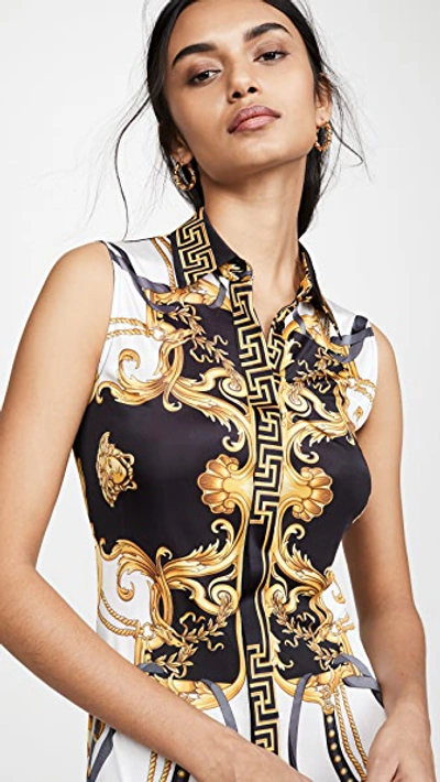 Shop Versace Jersey Dress In Black Gold Multi