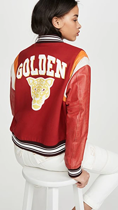 Shop Golden Goose Scarlett Bomber Jacket In Red/jaguar
