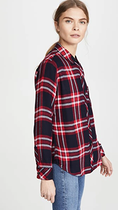 Shop Rails Hunter Button Down Shirt In Twilight Cherry White