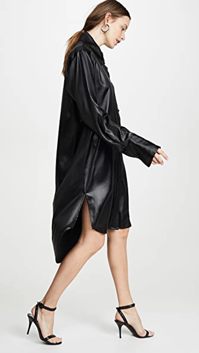 Shop Alexander Wang T Wet Shine Oversized Button Down Shirt In Black