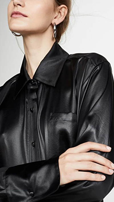 Shop Alexander Wang T Wet Shine Oversized Button Down Shirt In Black
