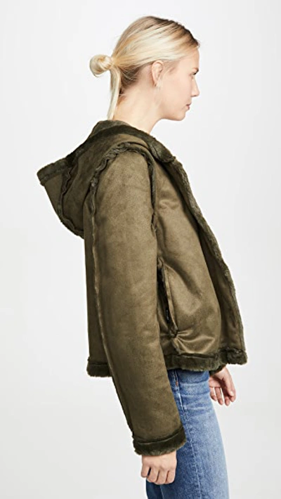 Shop Line & Dot Andi Reversible Faux Fur Jacket In Olive
