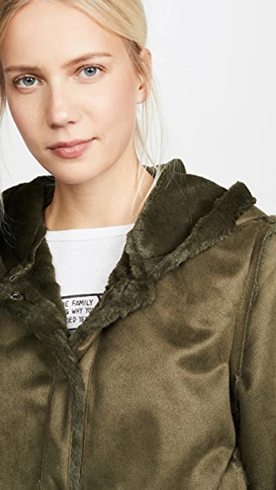 Shop Line & Dot Andi Reversible Faux Fur Jacket In Olive
