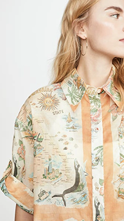 Shop Zimmermann Kirra Button Up Top In Queensland Print