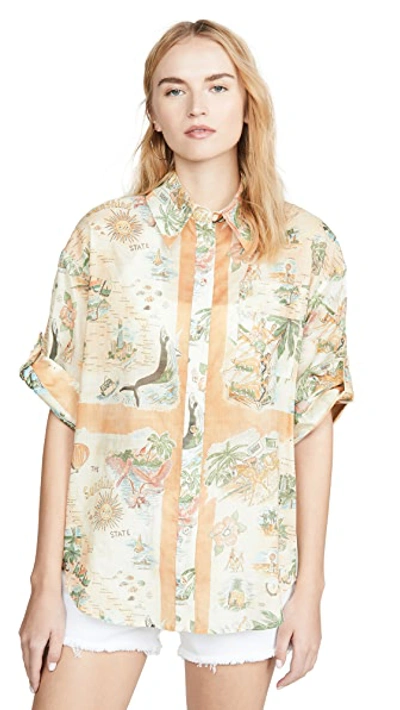 Shop Zimmermann Kirra Button Up Top In Queensland Print