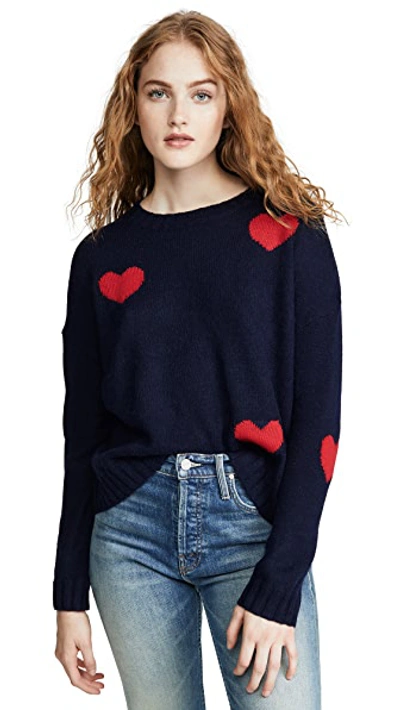 Rails Perci Wool-blend Heart Sweater In Navy Scarlet Hearts | ModeSens
