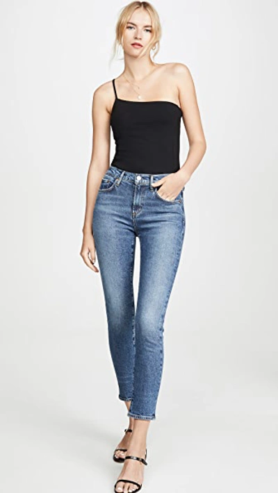 Shop Agolde Toni Mid Rise Straight Jeans In Obscure