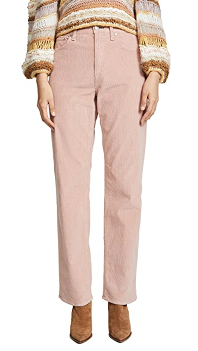 Shop Rag & Bone Ruth Super High Rise Straight Cord Pants In Pink
