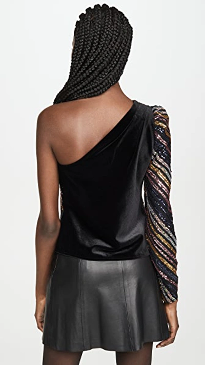 Shop Self-portrait Sequin Stripe Asymmetric Top In Multi