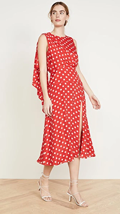 Shop Ronny Kobo Claudia Dress In Red/ivory