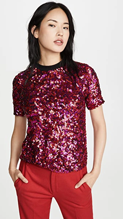 Shop Ashish Sequin T-shirt In Fuschia