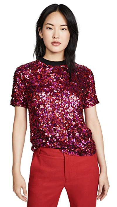 Shop Ashish Sequin T-shirt In Fuschia