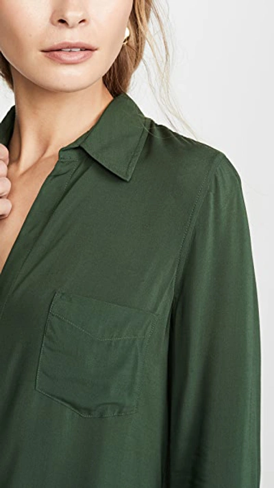 Shop L Agence Ryan 3/4 Sleeve Blouse In Dark Green