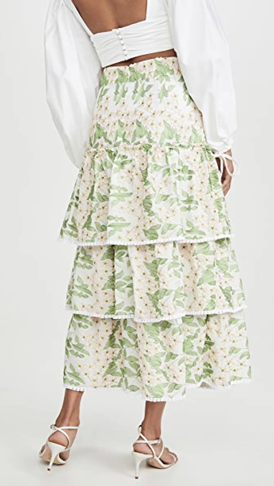 Shop Alexis Aditya Skirt In Green Embroidery