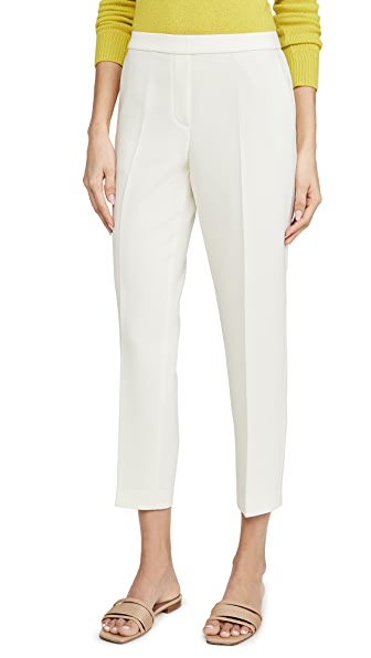 Theory Treeca Crepe Pull-on Pants In Rice | ModeSens