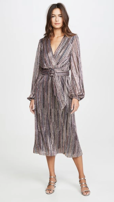 Shop Rebecca Vallance Bellagio Dress In Pink Metallic Stripe