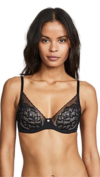 Natori Flora Contour Underwire Bra In Black/light Mocha